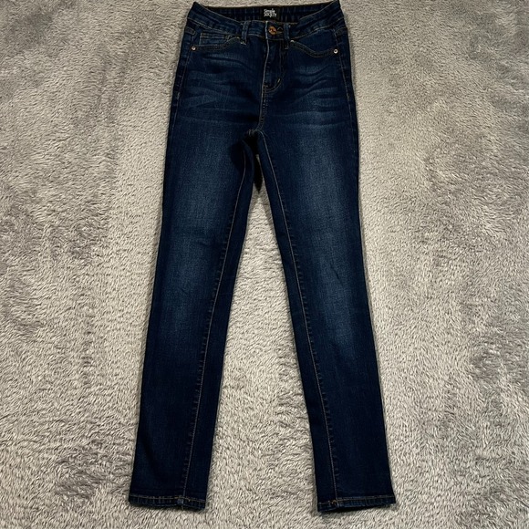 Simple Society Skinny Ankle Jeans‎ Women's 0/24 23x25 Blue Whiskered - Picture 1 of 13